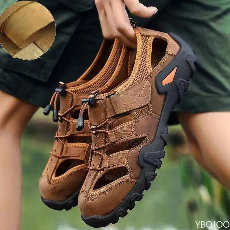 Men's Sandals Outdoor Beach Shoes Hollow Out New Summer Baotou Anti Collision and Water Wading Low Cut Breathable Casual Shoes