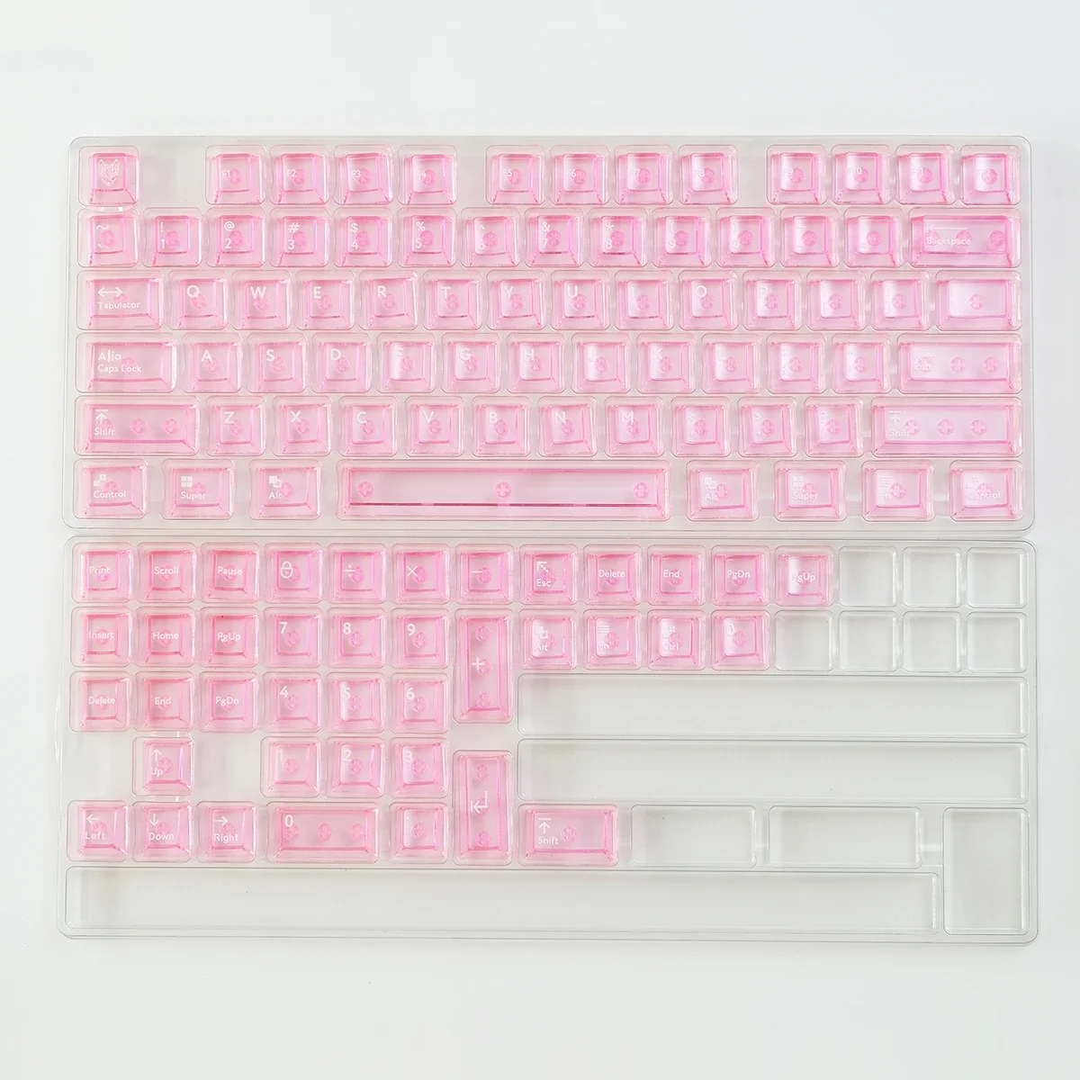 114 Sleutel Roze Transparante Keycap Pc Materiaal Overdracht Drukproces Kersenprofiel Geschikt Voor Mechanisch Toetsenbord 키캡