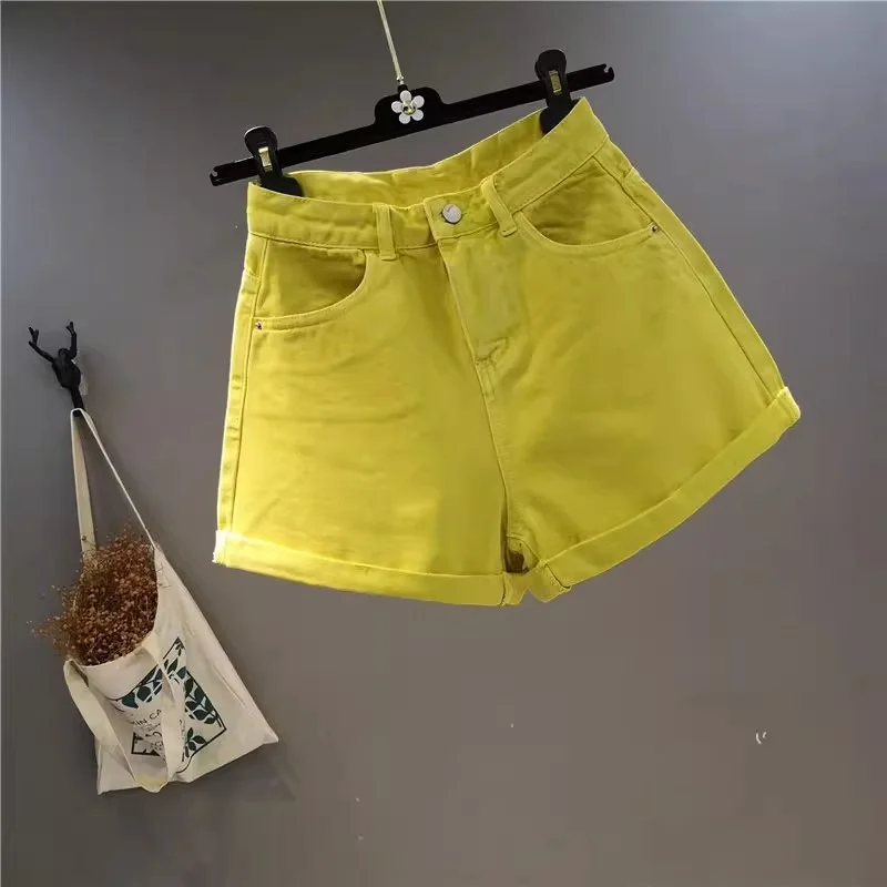Women New Summer Slimming Instagram-Worthy Trendy And Versatile Flared fruit-Colored A-line Hot Pants For Girls Shorts Jeans