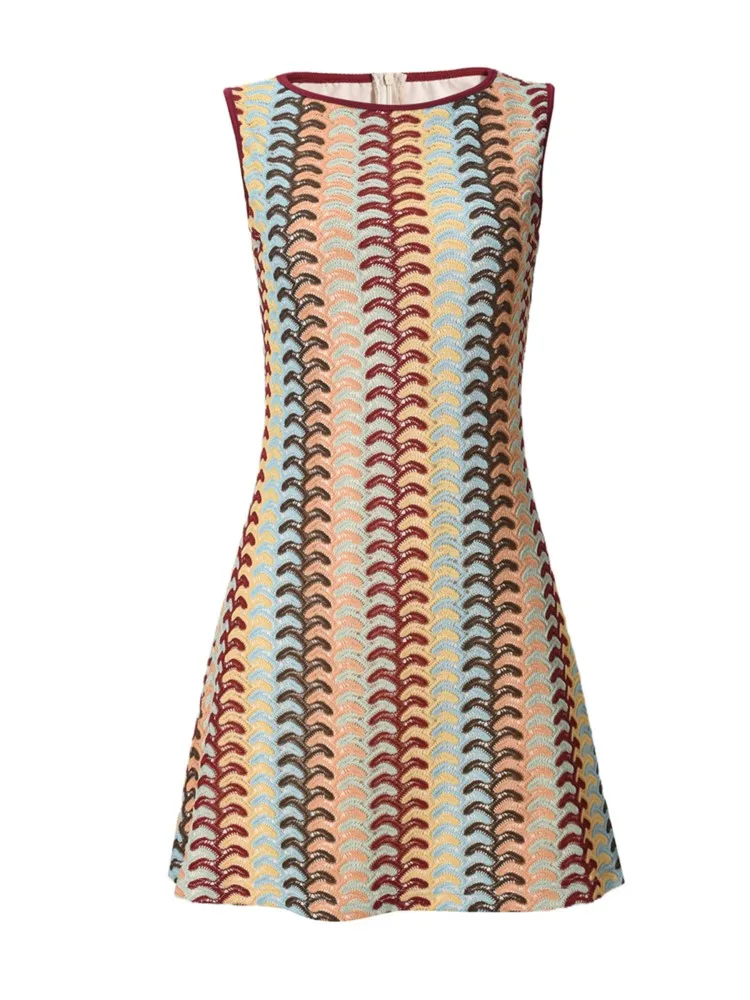 Summer Tank Dress Fall Women Sexy Casual Knit Sheath Mini Dresses Print O-Neck Elegant Sleeveless Bodycon Dress Women's Clothing