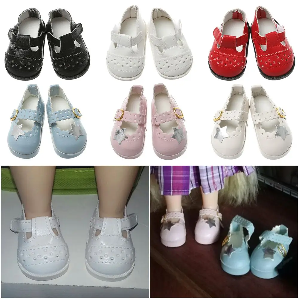 6.5cm Mini Doll Accessories Toys Birthday Gifts Doll Shoes 16 Inch Doll Pentagram Toy Shoes PU Leather Shoes