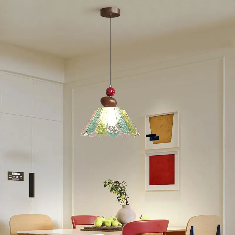 

Restaurant chandelier retro bedroom bedside chandelier medium antique solid wood single head aisle long line