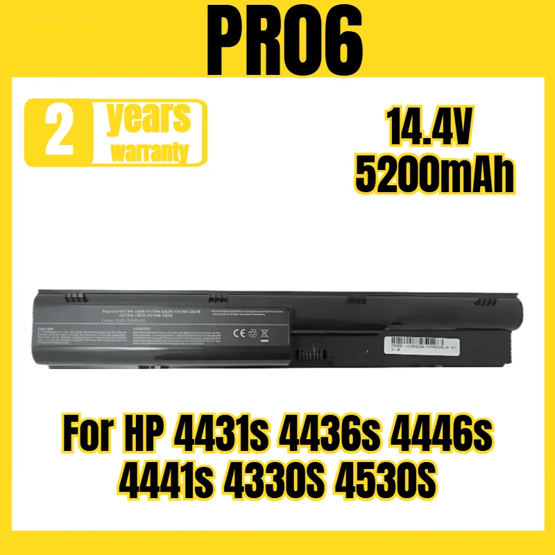 

PR06 laptop battery for HP 4431s 4436s 4446s 4441s 4330S 4530S battery, new large capacity 14.4V 5200mAh