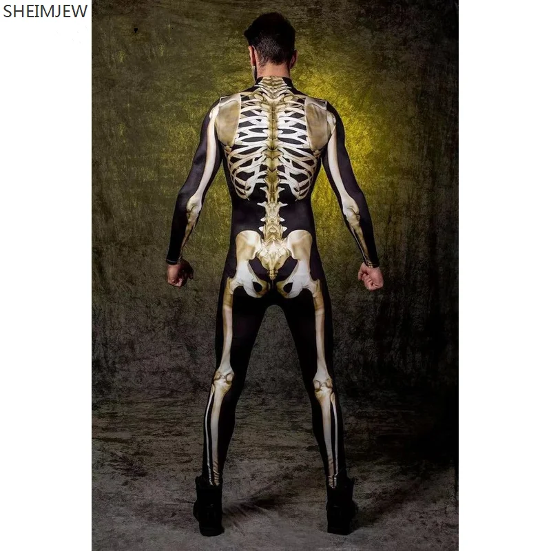 New Skeleton Skull stampa digitale tuta attillata da donna per feste di Halloween Costume Cosplay Zentai body Outfit