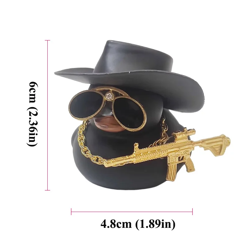 Stylish Rubber Duck with Cowboy Hat Weapon Car Ornament Dashboard -Perfect Gift for Friend or Boyfriend, Car Interior Decoration