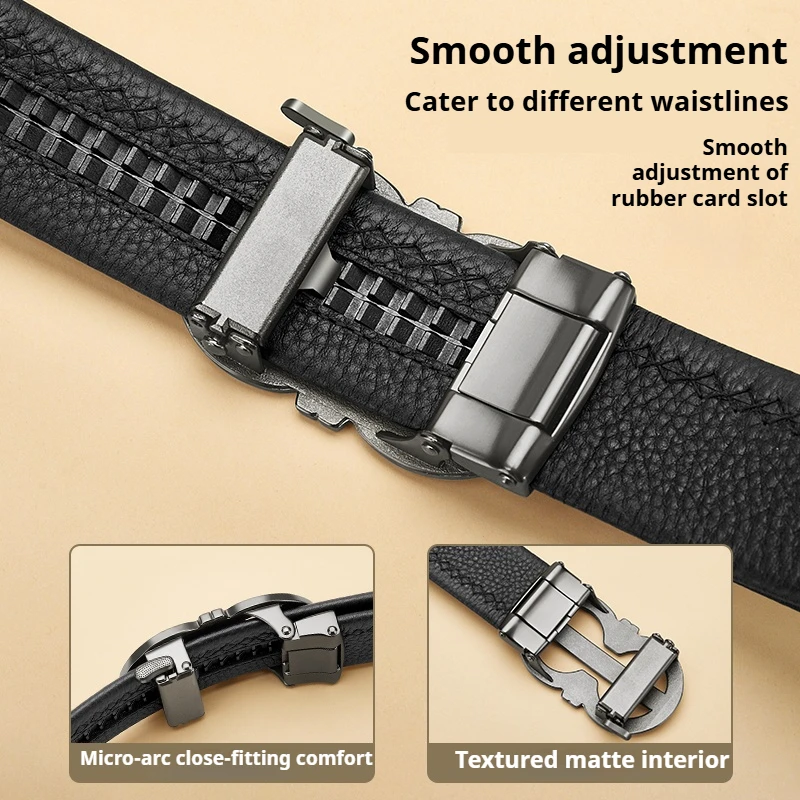 Luxury Genuine Leather Belt Men\'s Casual Dress Belt Cowhide Automatic Ratchet Belt for men Jeans Pants Waistband