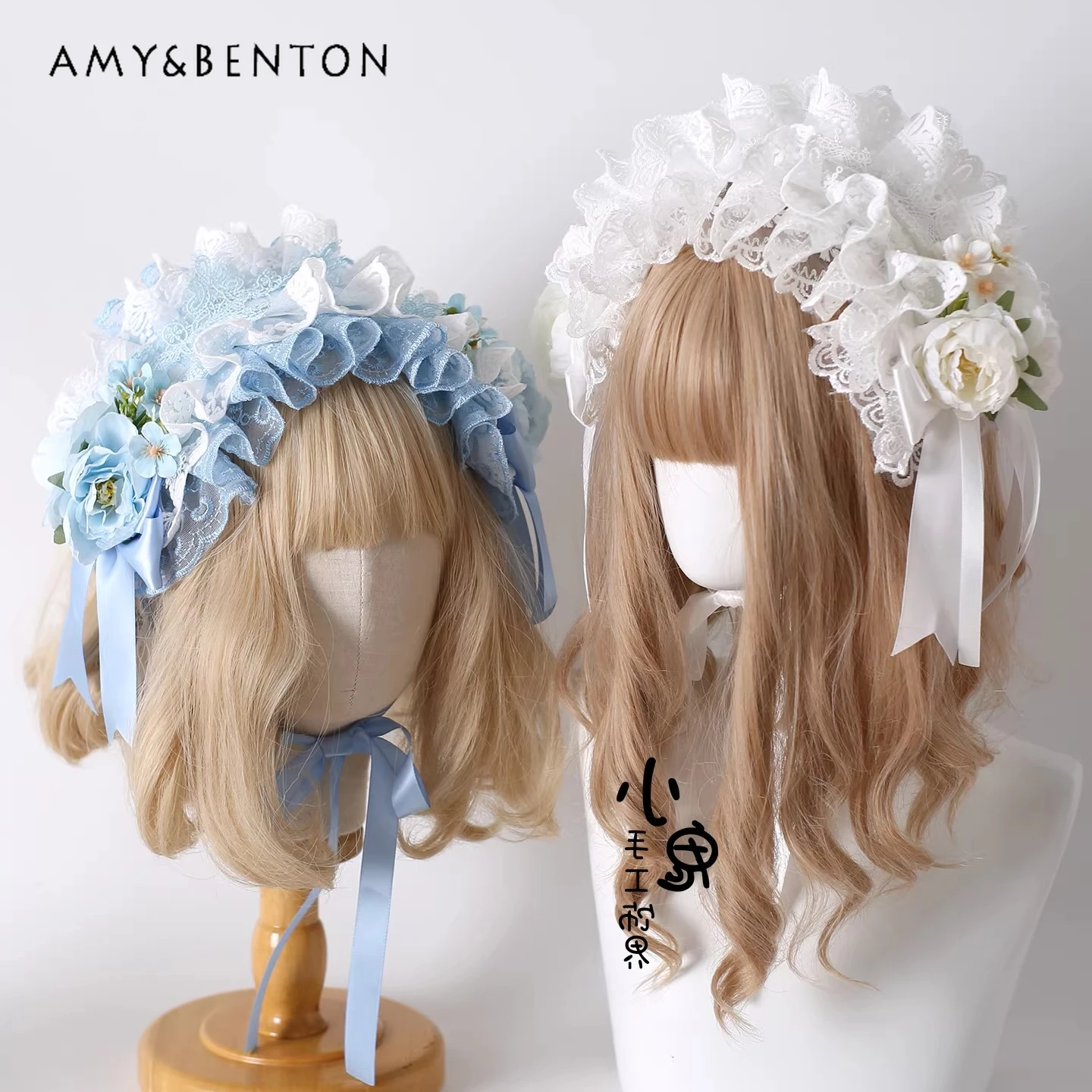 

Original Pastoral Style Elegant Temperament Gorgeous Headband Japanese Lolita Lace Splicing Three-dimensional Flower Headband