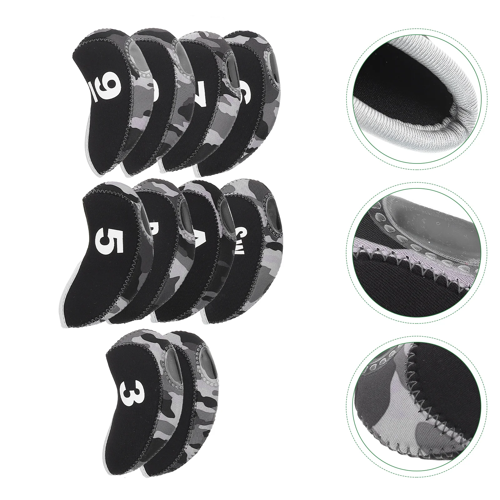 

10 Pcs Golf Iron Sets Ball Club Covers Golfs Protector Portable Neoprene Putter Supply