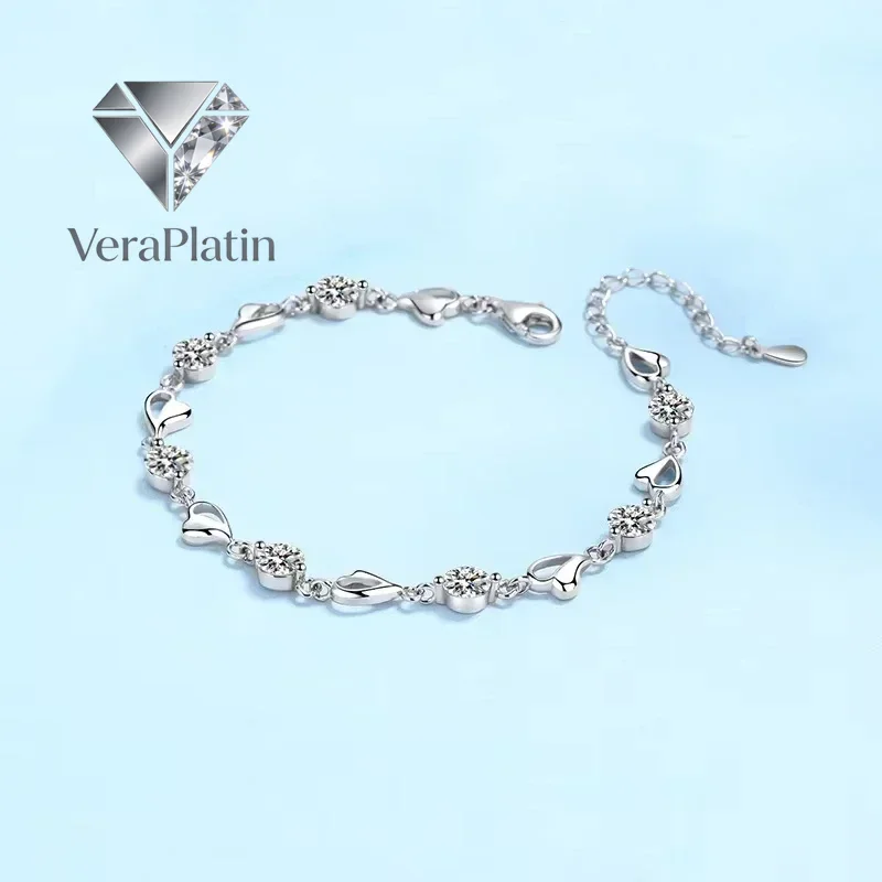 

ВераПлатин Подарок на день рождения для девушки: браслеты из белого золота 18 карат с муассанитом 3,5 карата и бриллиантами, платина PT950, для женщин, на День святого Валентина, для свадьбы