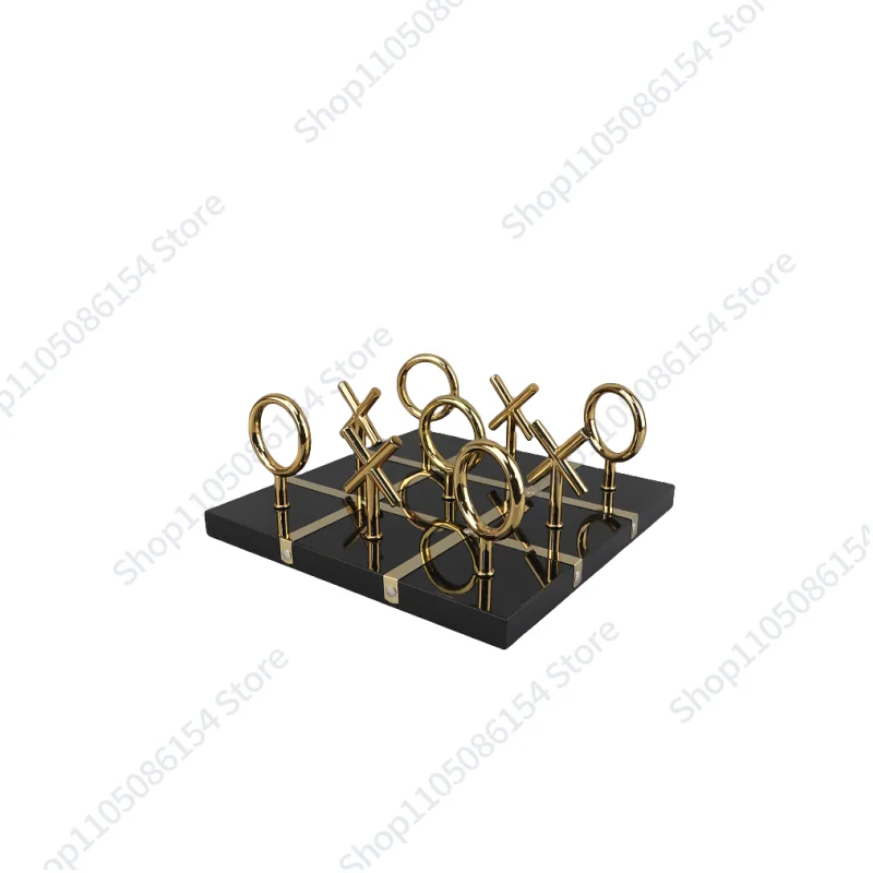 

Nordic creative XO Jiugongge marble metal checkerboard ornament living room study bedroom entrance home decoration