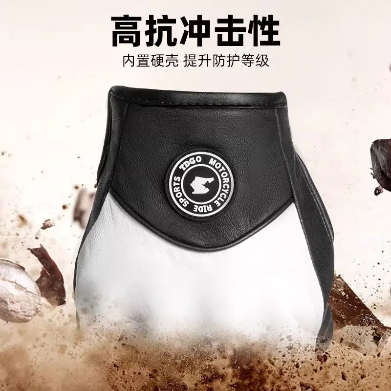 دراجة نارية قفازات جلدية حقيقية مكافحة سقوط الرجعية ركوب يندبروف الدافئة الخريف الشتاء متسابق والعتاد كل موسم العالمي الرجال النساء