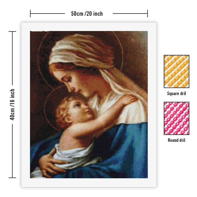 RUOPOTY Diamond Painting Religion Hot Sale Full Square Diamond Embroidery Portrait Mosaic Art Kits Virgin Mary Handmade Hobby