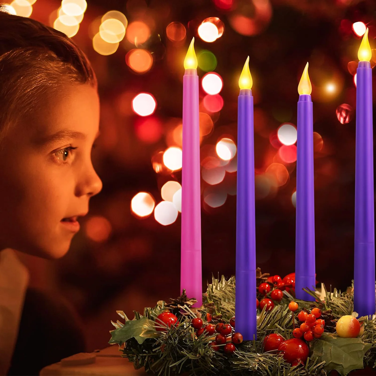 4-72 szt. Bezpłomieniowe świece adwentowe LED Świece stożkowe z pilotem na Boże Narodzenie Advent Rituals Casting Chimes Spells