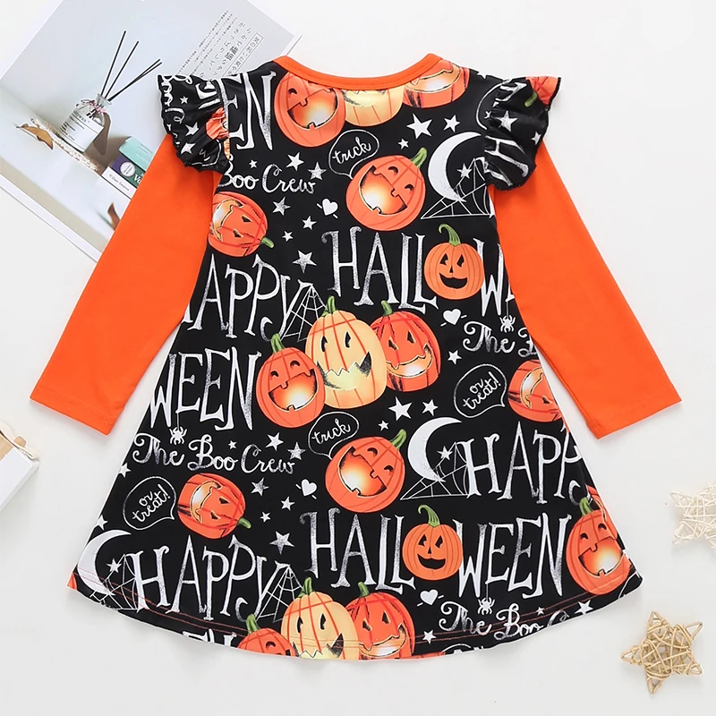 Winter Baby Girls Christmas Twirl Dress Jesus Knee Length Kids Clothing Ruffles Long Sleeves Halloween Long Sleeve Dress