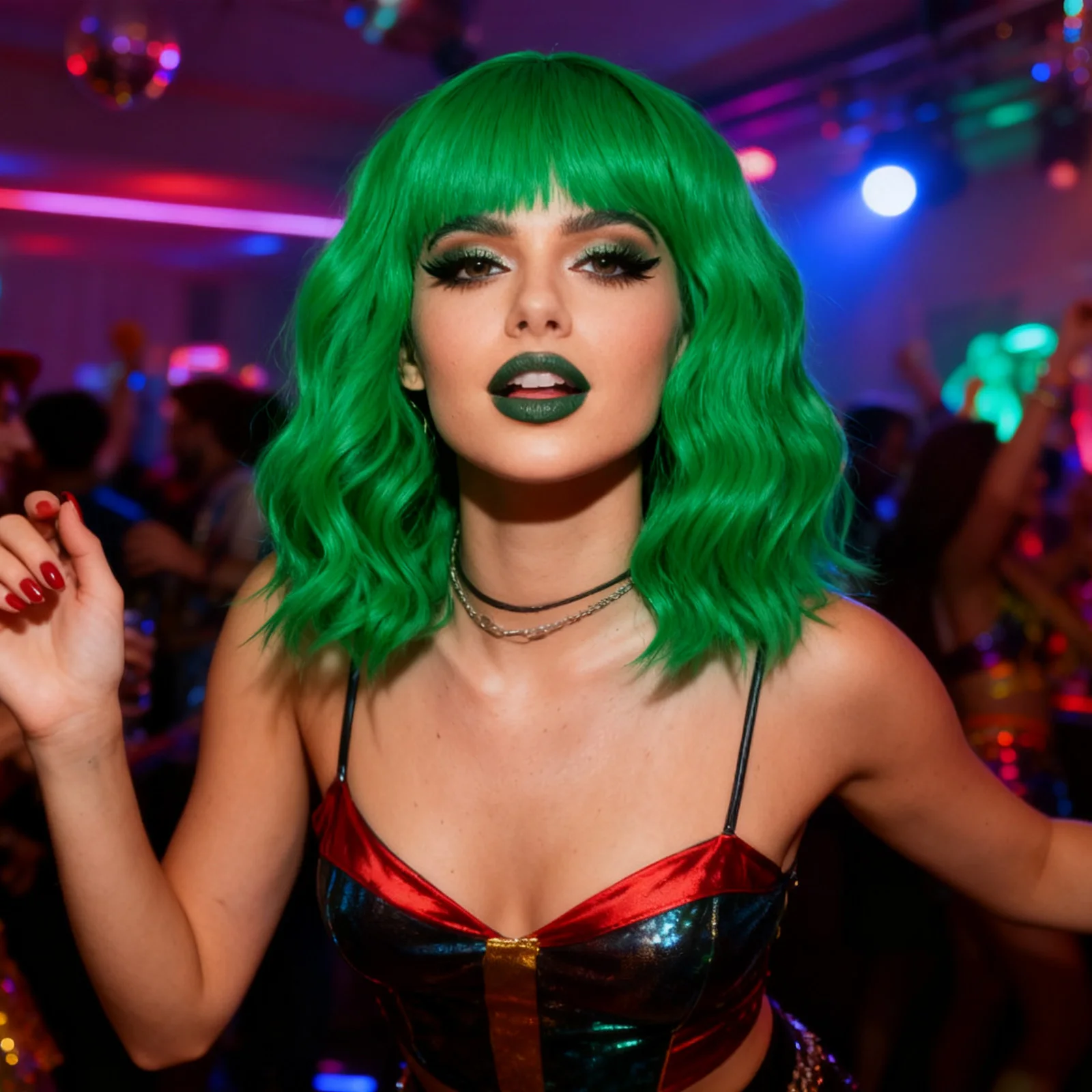 

Synthetic Wavy Bob Wigs with Bangs Orange, Blue, Green Synthetic Hair Wigs for Women for Cosplay, Halloween, Party