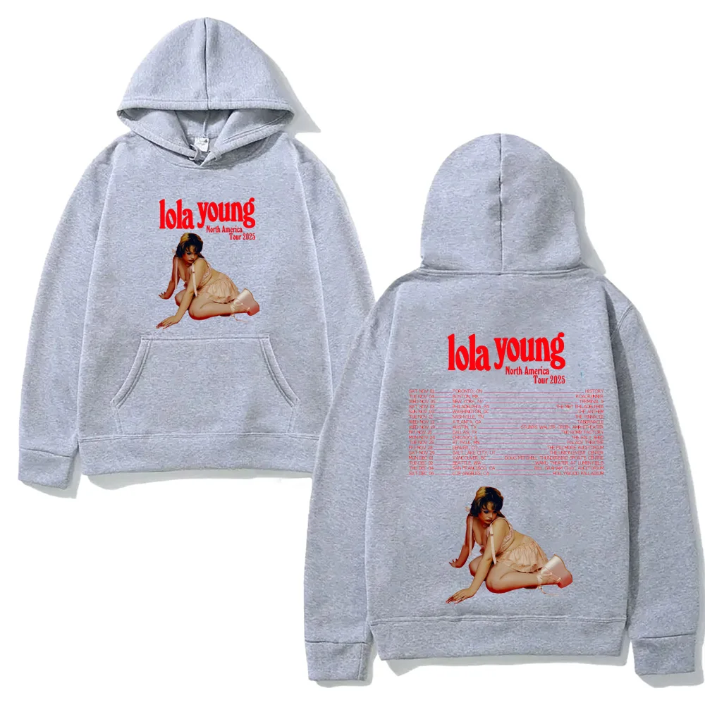 LOLA YOUNG tour2025 Graphic Printing Hooded With Pocket Grunge Comfortable Sweatshirts Sleeve Gothic Clothes Moletom Punk Hoody
