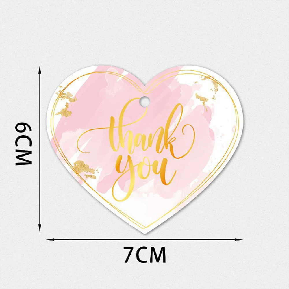 30Pcs/Pack Thank You Hang Tags Heart-Shaped  7*6cm Love Cards Tag Writable Gift Diy Decor Supplies Clothing Tags