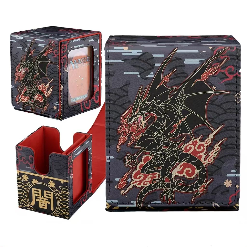 Diy Yu-Gi-Oh!Dark Magician Egyptian God Game Card Box Large Capacity Leather Magnetic TCG OCG Trading Cards Pu Leather Storage