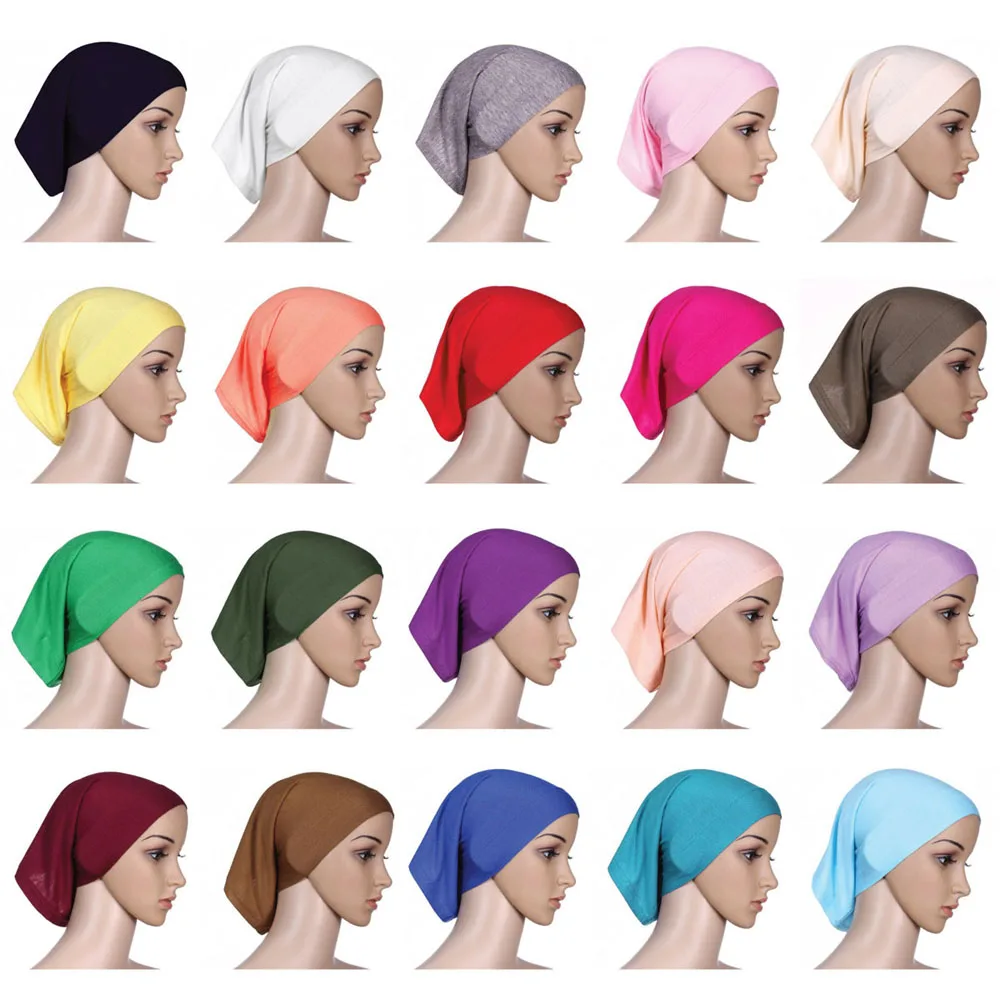 

Inner Hijab Cap Muslim Turban Islam Underscarf Undercap Bonnet 25 Color Soft Jersey Stretch Hijabs Tube Caps Turbante Mujer