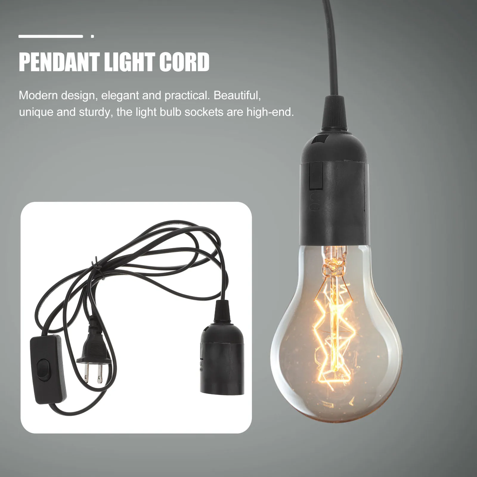 

2Pcs E27 Light Bulb Socket Cord Modern Design Rotatable Ambient Task Lighting Sturdy Elegant Plug in Accessory