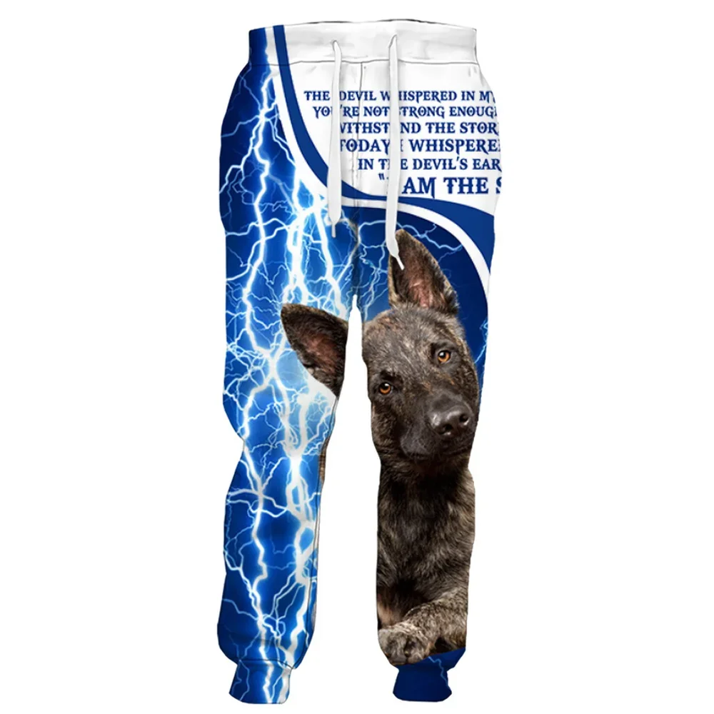 HX pantalones de punta de pelo corto con costuras de relámpago azul, pantalones de chándal con estampado 3D, ropa deportiva con bolsillos, ropa informal Harajuku para hombre