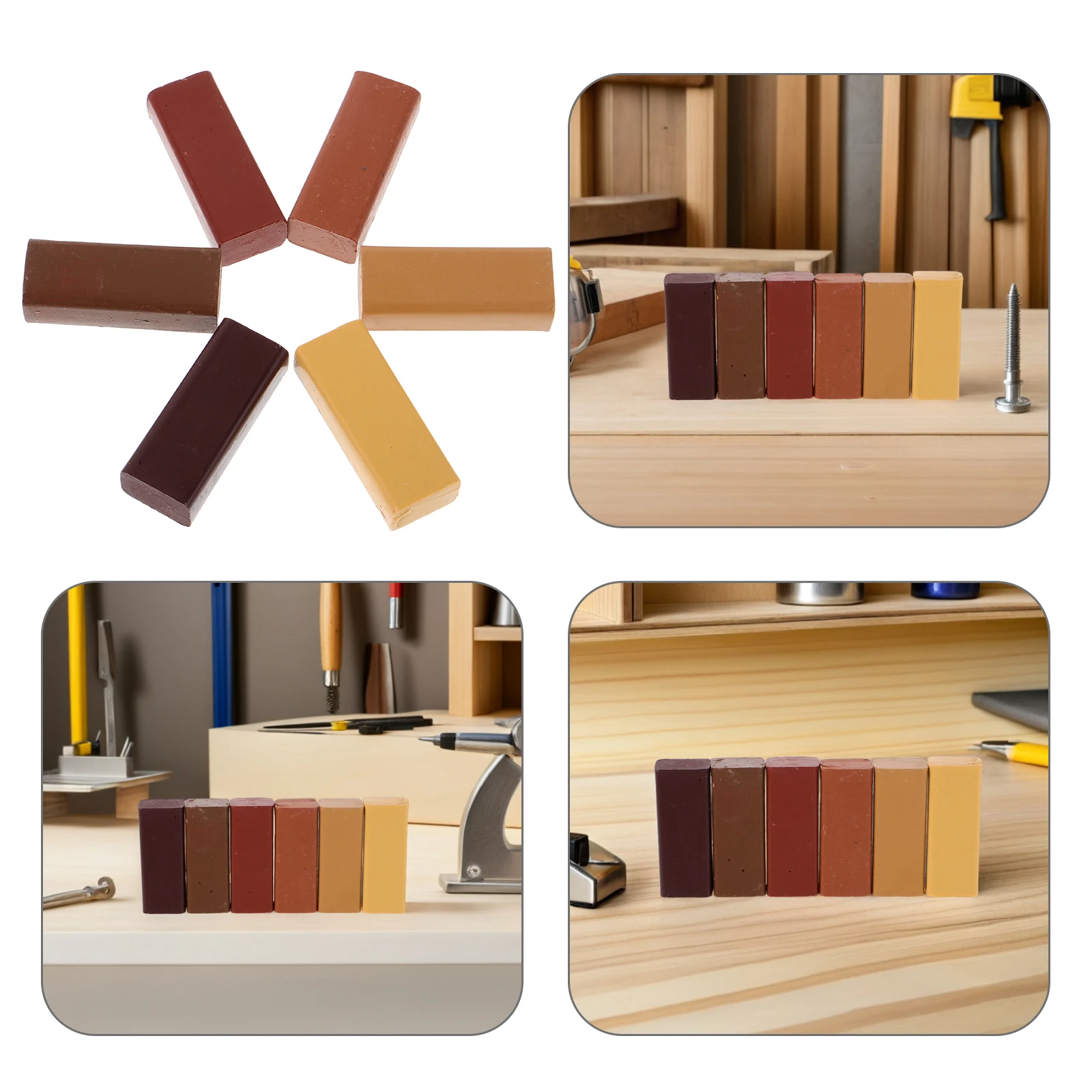 

6Pcs Wood Repair Wax Sticks Furniture Repair Crayons for Scratches Cracks Scuffs Cabinets Floors Tables Doors Doors Wax Crayons