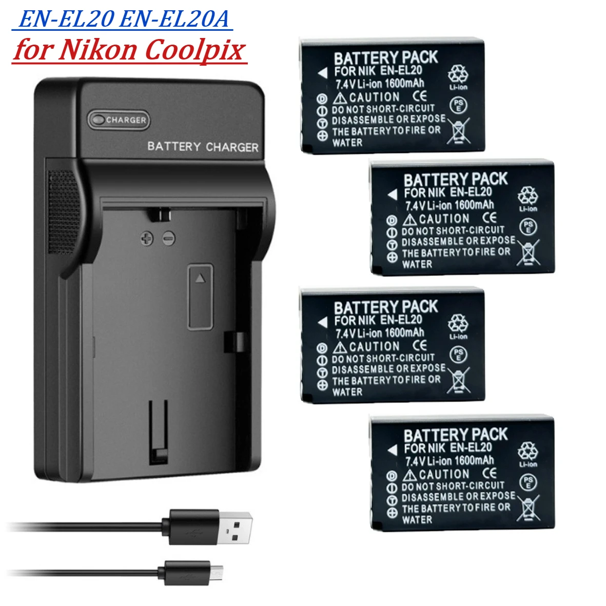 Batería EN-EL20A de 1600 mAh para Nikon Coolpix P1000, P950, Nikon 1 J1, 1 J2, 1 J3, para Nikon 1 AW1