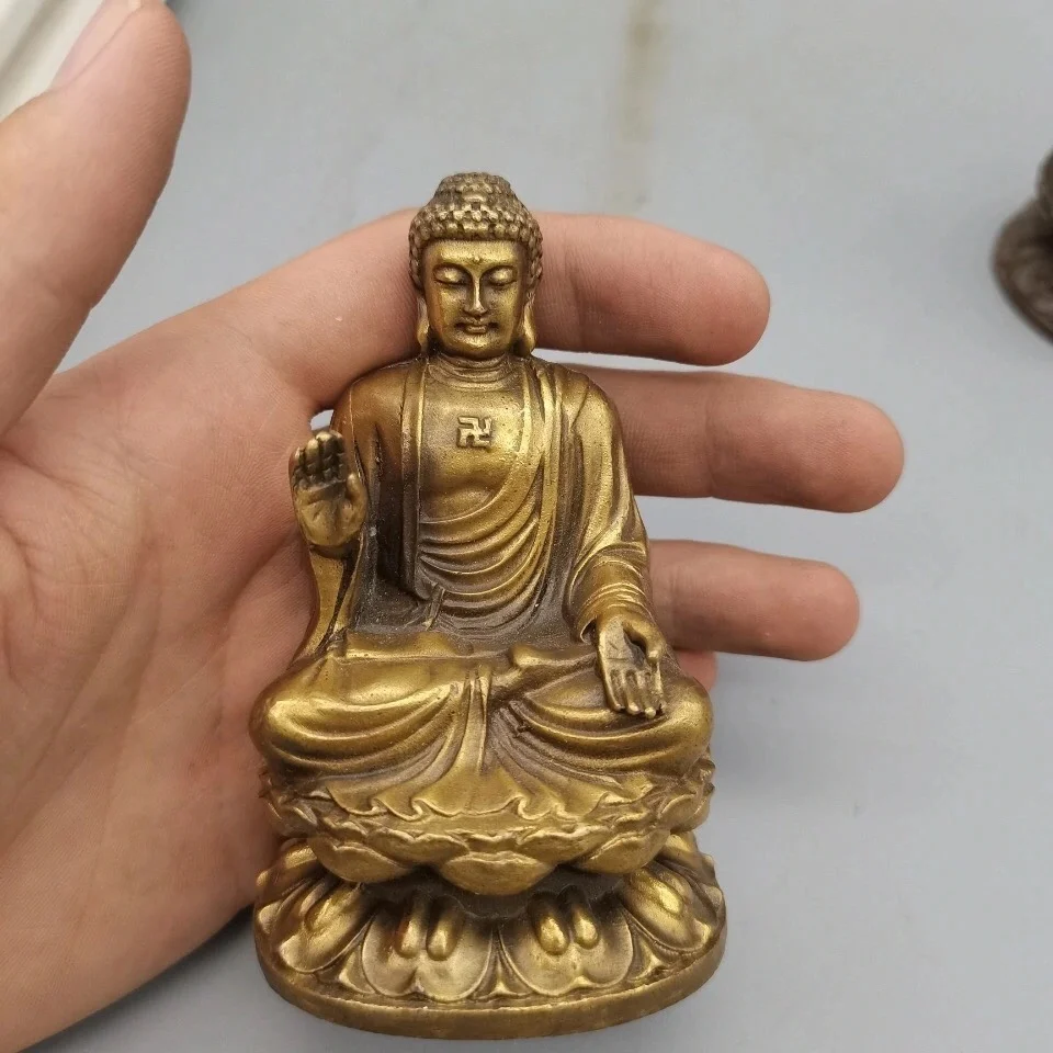 Bronze miscellaneous antique brass, purple copper, Buddha statue of Shakyamuni Buddha