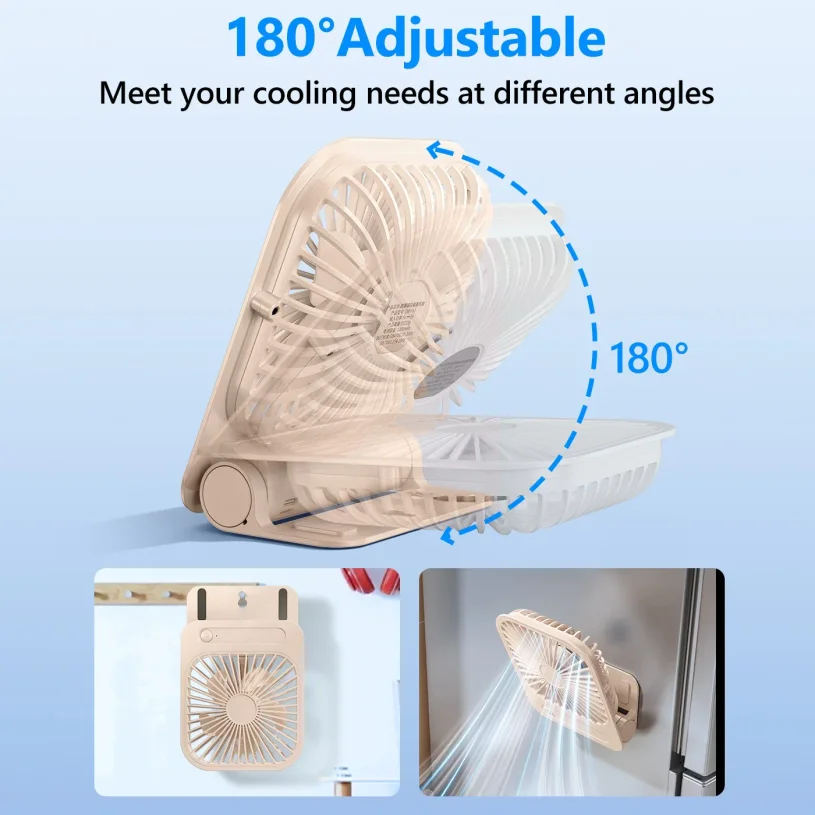 Eary Magnetic Fan Desk 180° Adjustable 4 Speeds Wind 1200mAh Rechargeable Air Cooling Fan Ultra-thin Usb Fan for Kitchen Gym