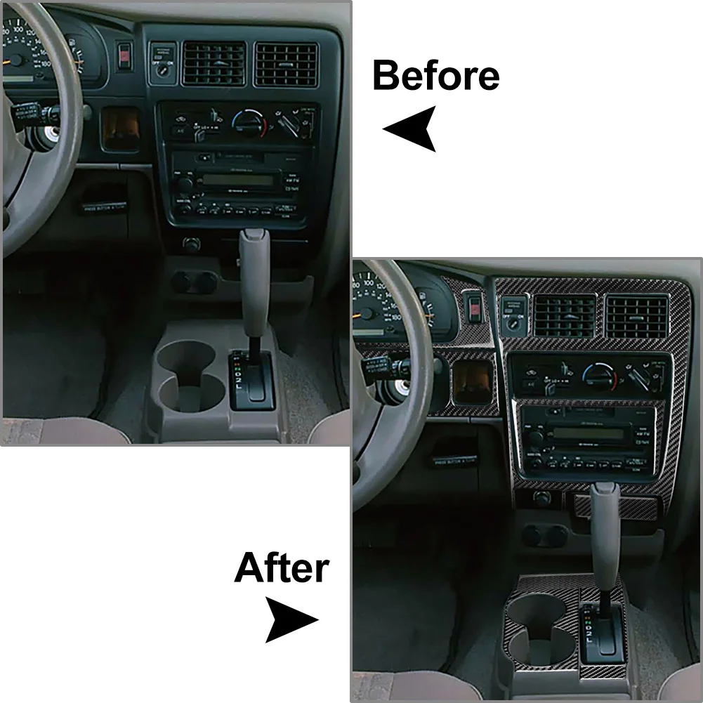 23PCS Car Carbon Fiber Pattern Full Interior Cover Trim Set Kit For Toyota Tacoma Special Edition 2001-2004 Black LHD