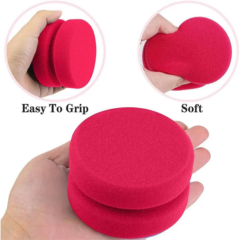 X64A-24 Pack Paint Sponge Applicator Detail Sponge Paint Round Wax Applicator Tire Shine Applicator (Red)