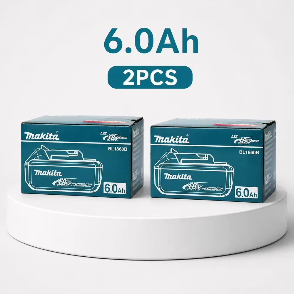 Batteria agli ioni di litio Makita 18V BL1860B 6.0Ah originale, con maggiore autonomia, celle di qualità superiore, offre prestazioni superiori rispetto alle batterie standard.