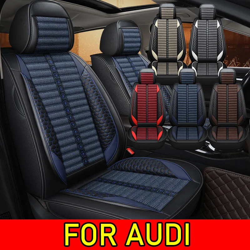 

FOR AUDI Car seat cover breathable PU leather linen spliced ​​wear-resistant soft and comfortable full wrap seat cover