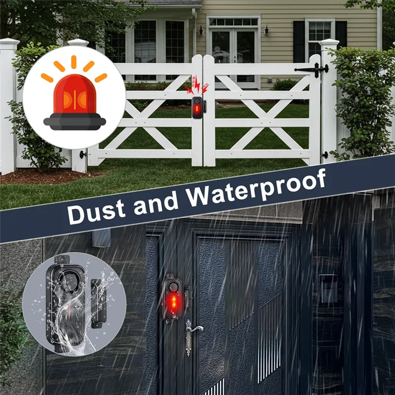 Anti-Theft Wireless Magnetic Sensor Alarm For Home Security, Waterproof Monitor For Doors And Windows Outdoor-Y41A