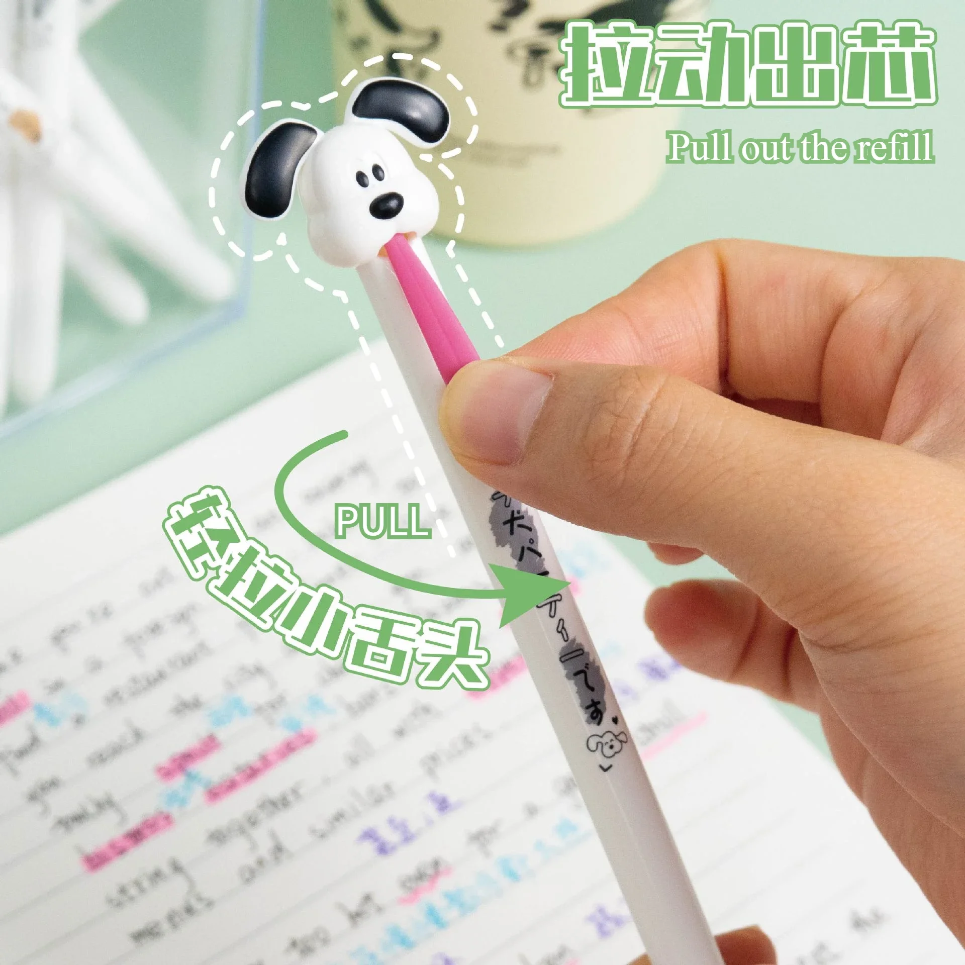 4PCS Kawaii dog tongue Cat Gel Pen 0.5mm Creative Cute Neutral Ink Pen Children Gift School Office Writing Supplies Stationery