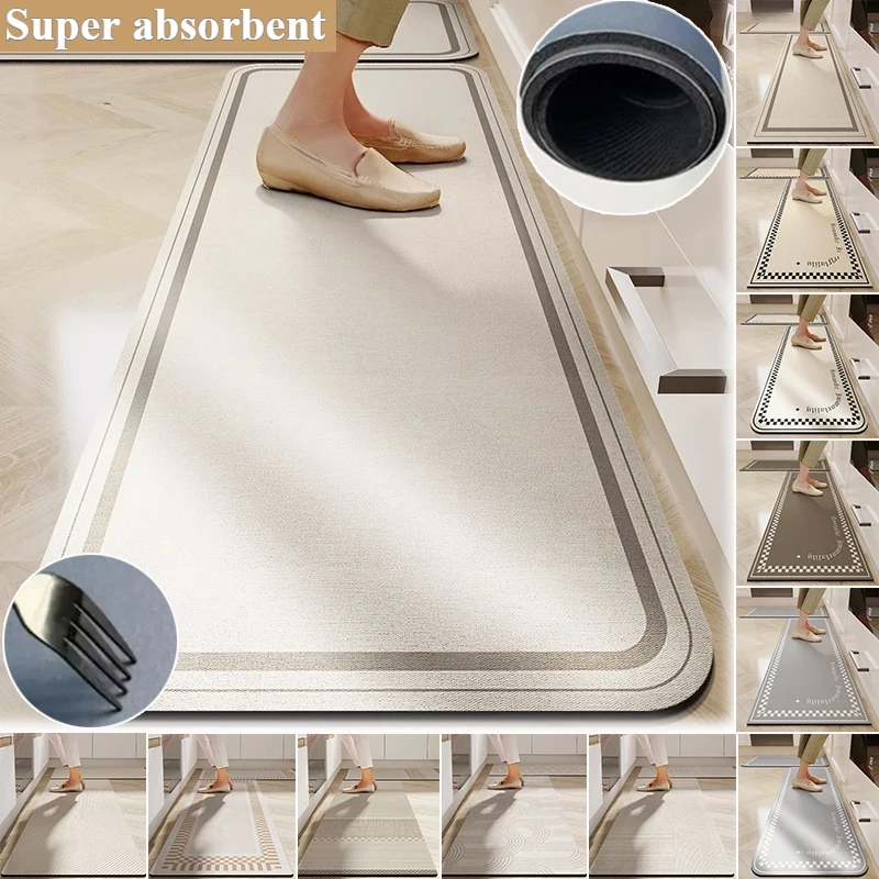 Kitchen Diatomaceous Earth Long Carpet,Quick Dry Floor Mat Super Anti Slip and Oil Absorbing,bathroom Shower Floor Mat Door Mat