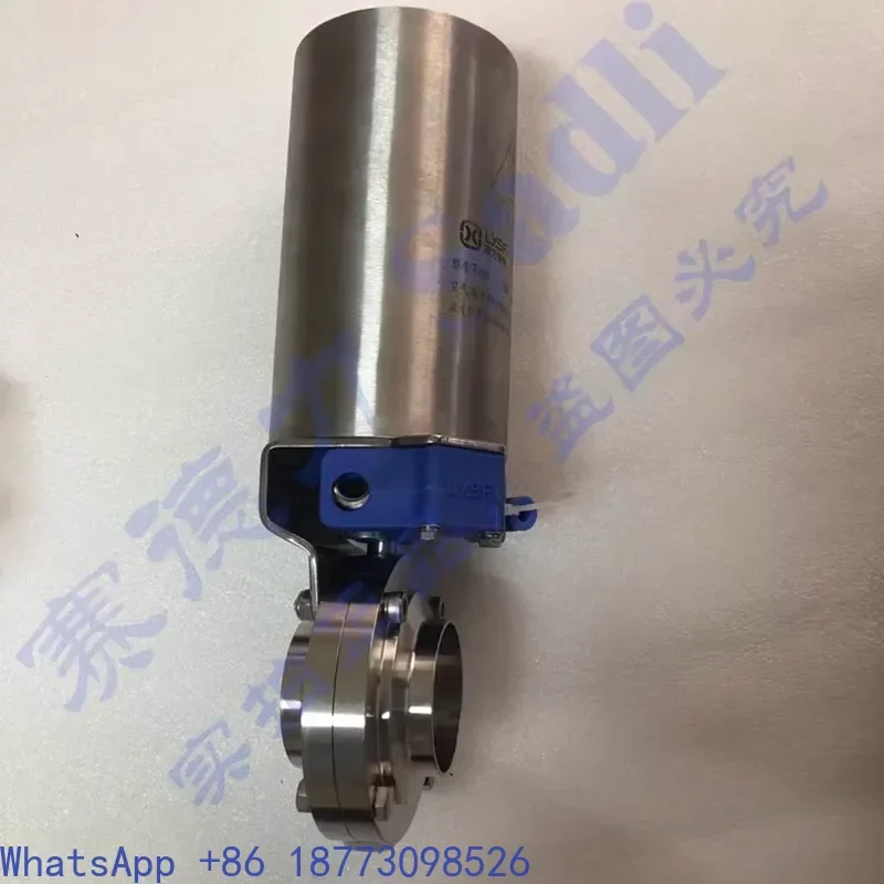 LYSF رباعية الاتجاه السائل الصحي العمودي ISO البريطانية DN الألمانية القياسية الهوائية بعقب لحام صمام الفراشة