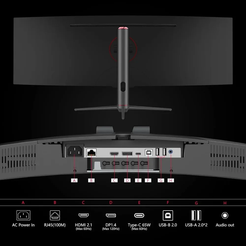 Monitor curvo para jogos, Monitor de computador, Ultrawide, QHD, 5120x1440P, R1800, 99% SRGB, HDR400, USB tipo C, 120Hz, 32:9, 49\