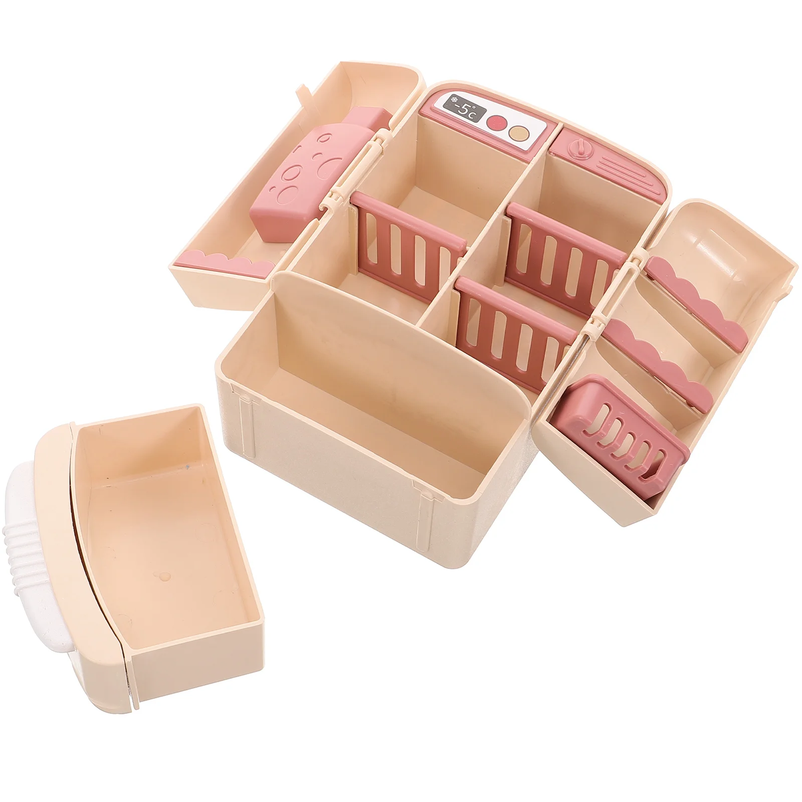 Mini Fridge Model Toy Double Door Refrigerator Furniture Beige 1 12 Dollhouse Miniature Accessories for Kids Craft Small Size