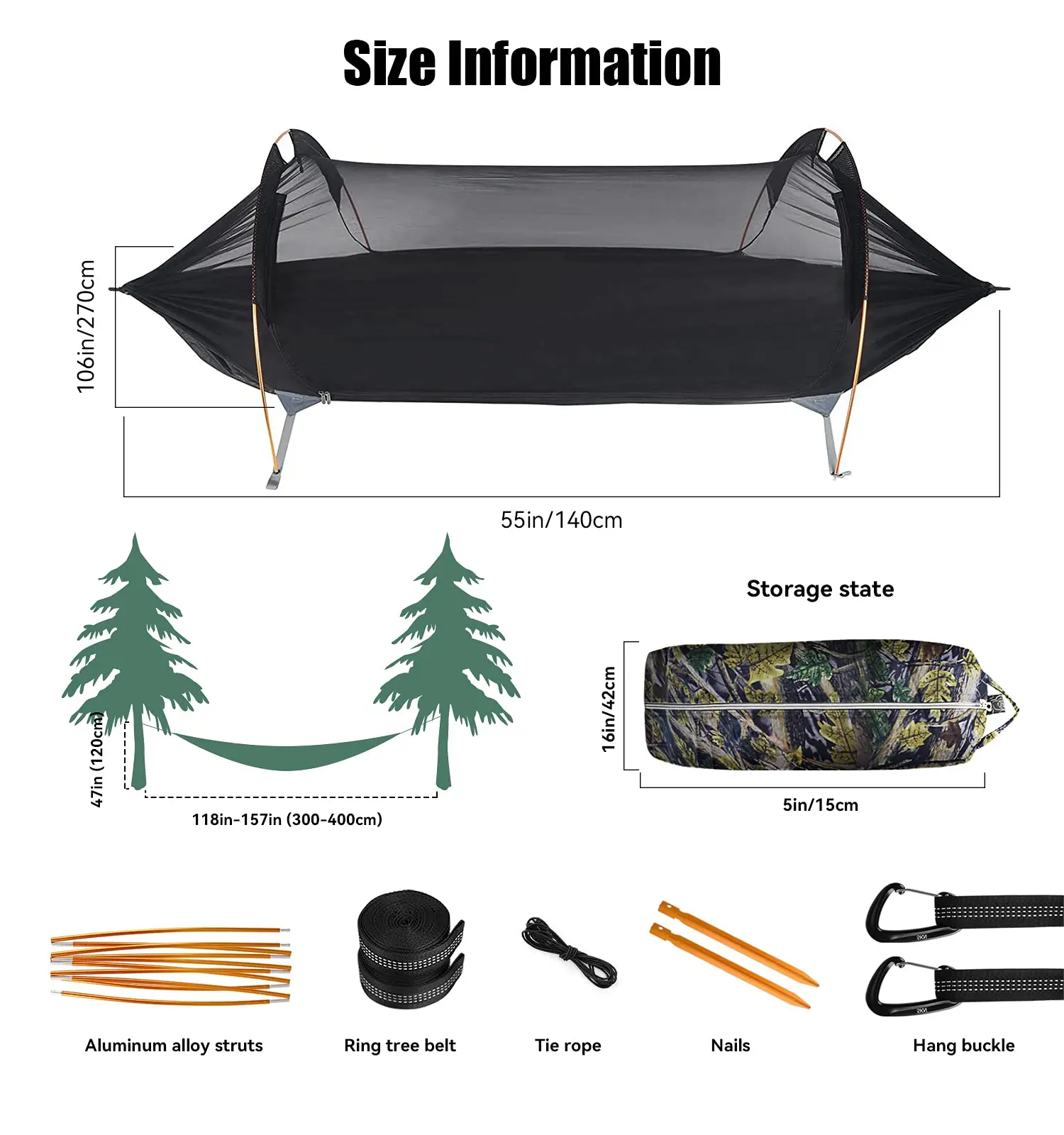 Camping Hammock with Mosquito Net and Rainfly Cover, Lightweight Portable Hammock Camping Hammock for Outdoor Backpacking