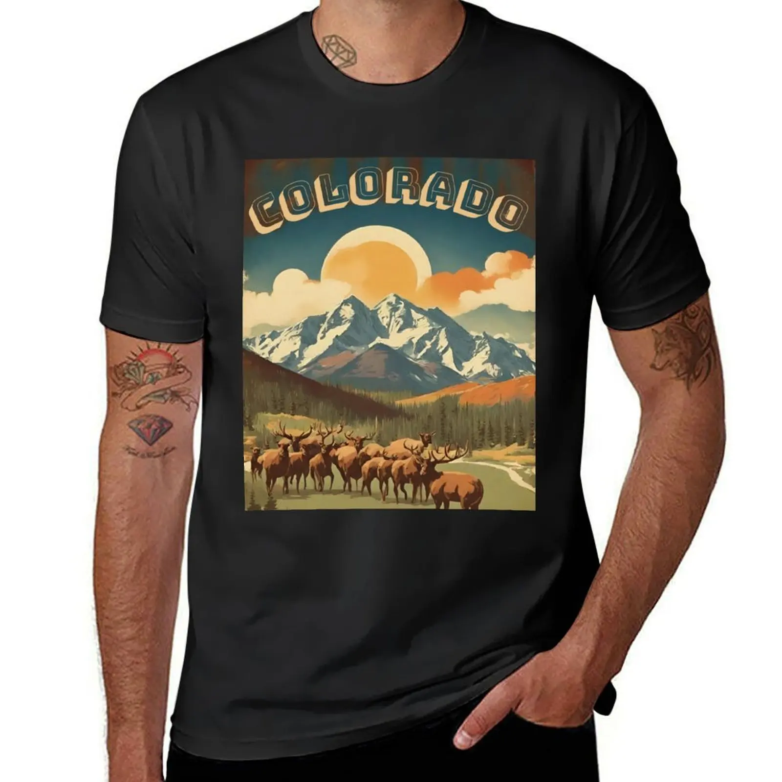 Colorado Rustic Style Vintage Poster T-Shirt boys whites sports fans plain t shirts for men pack