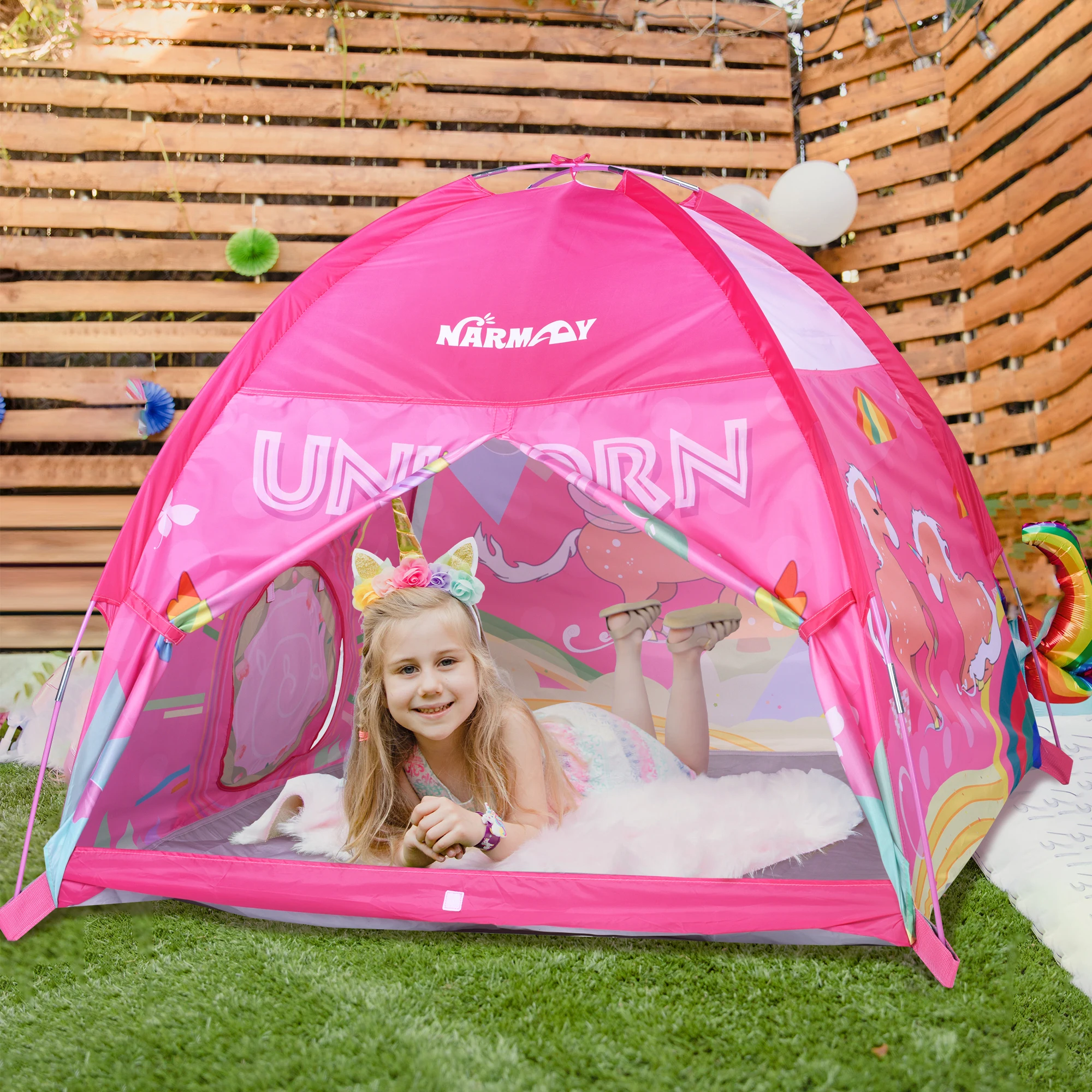 NARMAY Play Tent Unicorn Dome Tent for Kids Indoor / Outdoor Fun - 122 x 122 x 102 cm