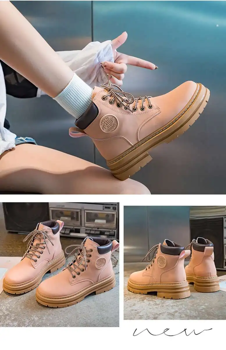 Couple Martin 2024 Automne Travail Femmes Courtes Instagram Semelle Épaisse Jaune Bottes Enfants_voghion.com