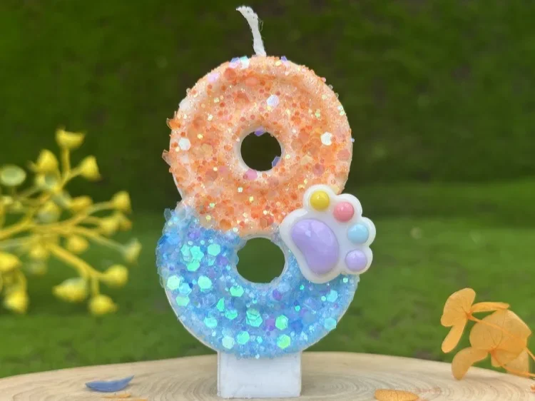 Hundepfoten, digitale Geburtstagskerzen, Farbverlauf, Pailletten, Kuchen, Party-Dekoration, Geburtstagsfeier, Hochzeitsgeschenke, Jungen und Mädchen – Detail 16