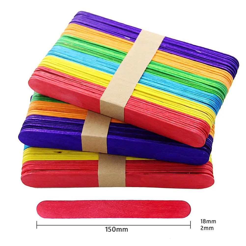 Wooden Craft Sticks 4 Bag Mini Sorting Materials Colorful Popsicle DIY Projects Classroom Teaching Activities Environmental