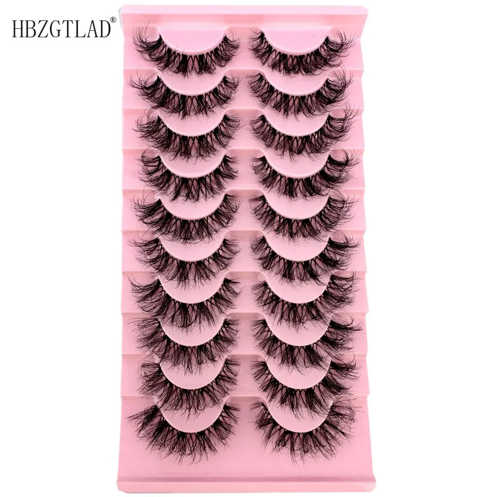 NEW 10Pairs Mink Eyelashes 3D Fluffy Mink False Eyelash Natural Full Strip Transparent Band Lashes Cilios Invisible Band Lashes