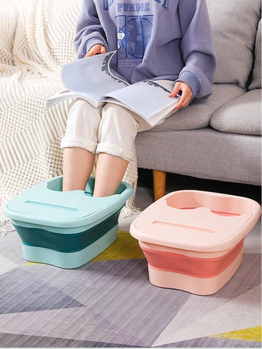 Masaje portátil con cubierta, lavabo plegable de silicona para pies, cubo para pies, lavabo grueso para pies