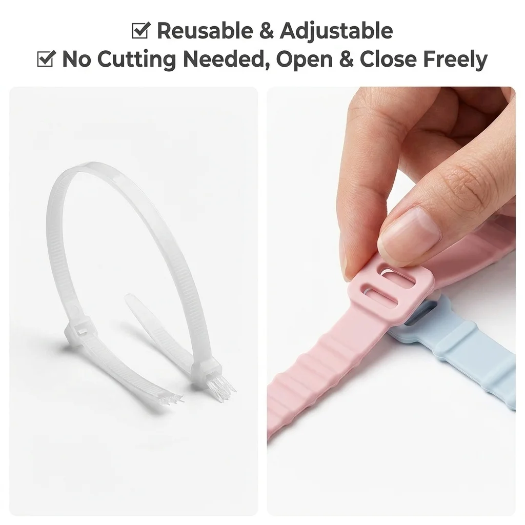 180mm Reusable Silicone Cable Zip Tie Adjustable Cord Organizer Multi-purpose Cable Winder for Headphone Data Wire Storage