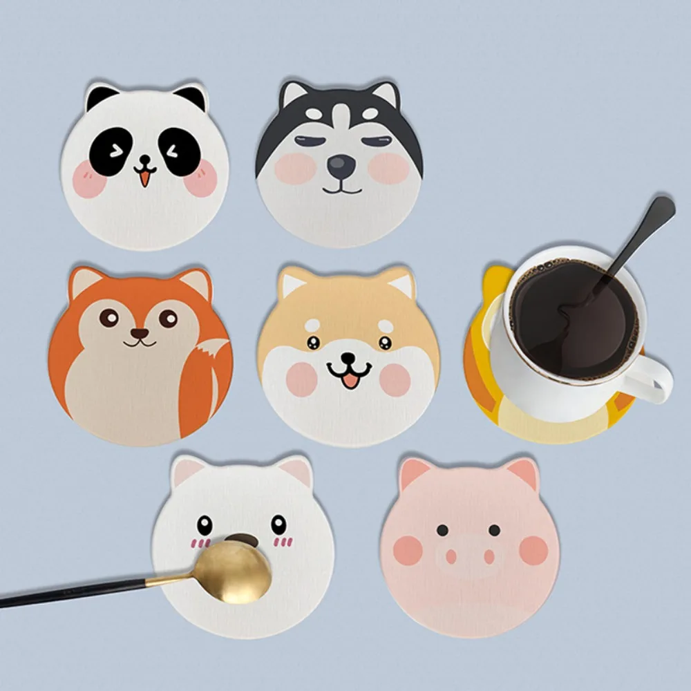 Cute Animal Coaster Circular Anti Slip Insulated Dining Mat Diatomite Heat-insulating Wine Glass Coasters