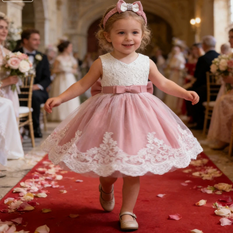 Baby White Baptism Princess Dress Wedding Costume Kids Dress For Girls Birthday Evening Party Red Dress Flower Wedding Vestidos